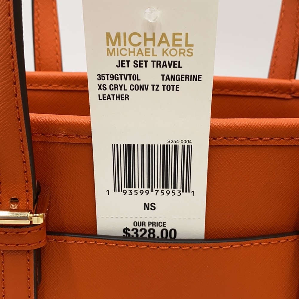 MICHAEL KORS XS CONVERTIBLE TOP ZIP TOTE TANGERINE - Picture 15 of 16